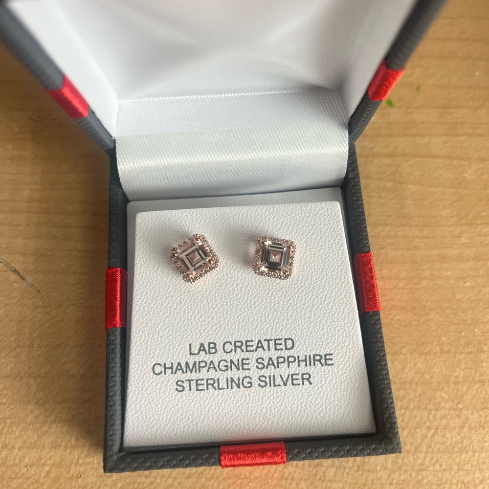 Champagne Sapphire Sterling Silver Earrings